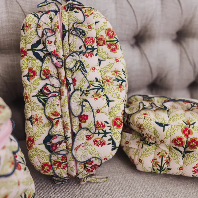 Meadow Luxe Quilted Cosmetic Bag Set