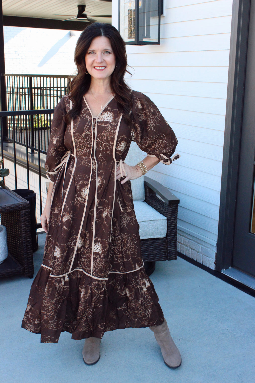 Autumn Botanical Midi Dress