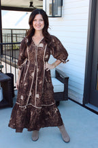 Autumn Botanical Midi Dress