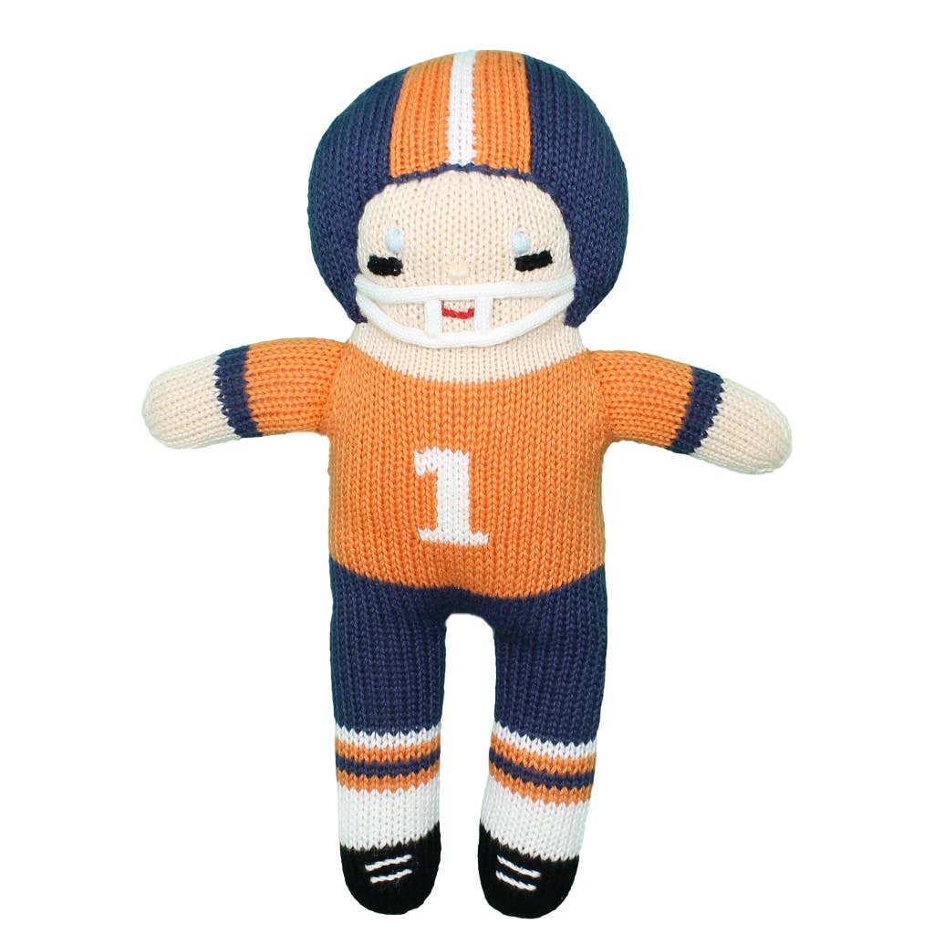 Petit Ami & Zubels - Football Player Knit Dolls: Red/White / 7" Rattle