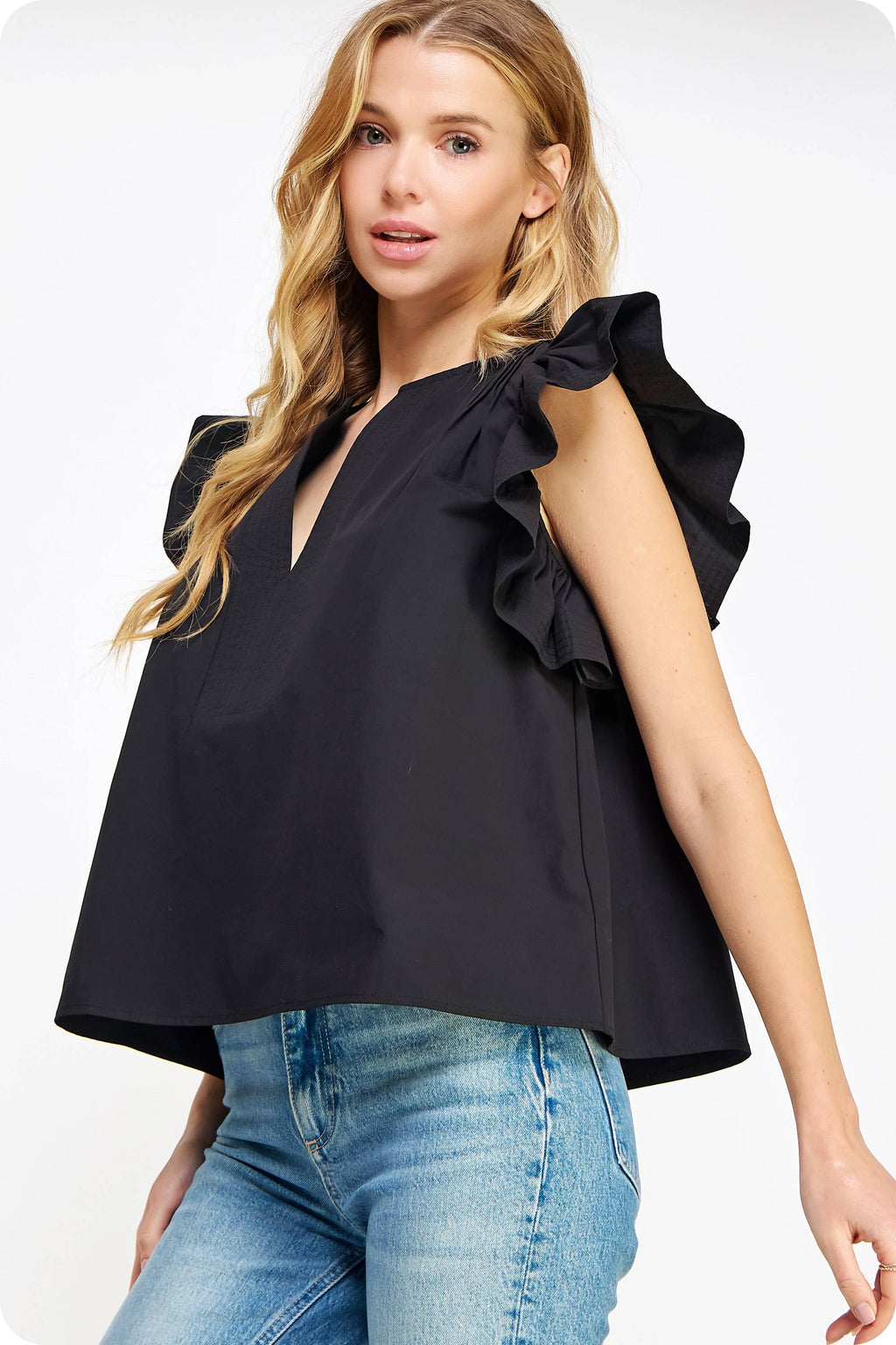 Flutter Ruffle Poplin Top