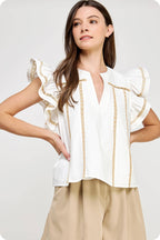 Lace Trim Flutter Top