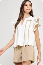 Lace Trim Flutter Top