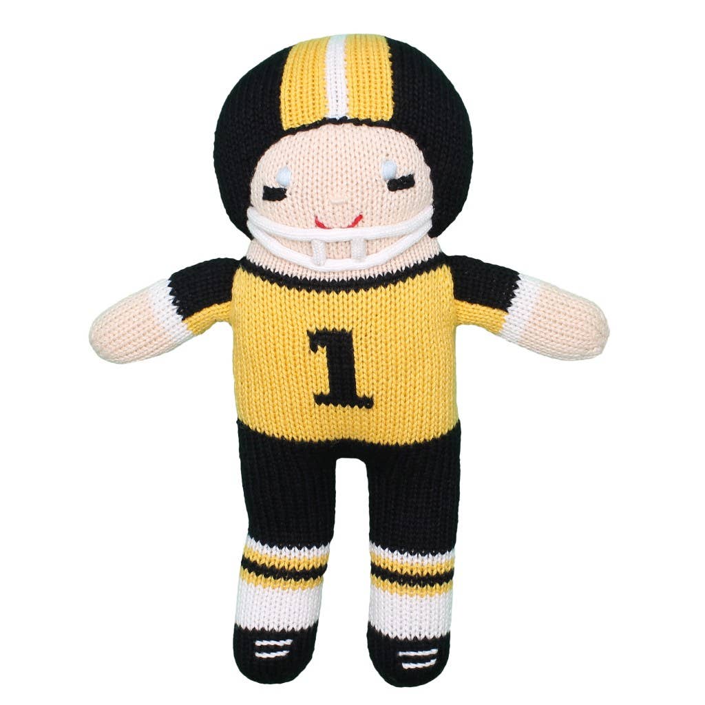 Petit Ami & Zubels - Football Player Knit Dolls: Red/White / 7" Rattle