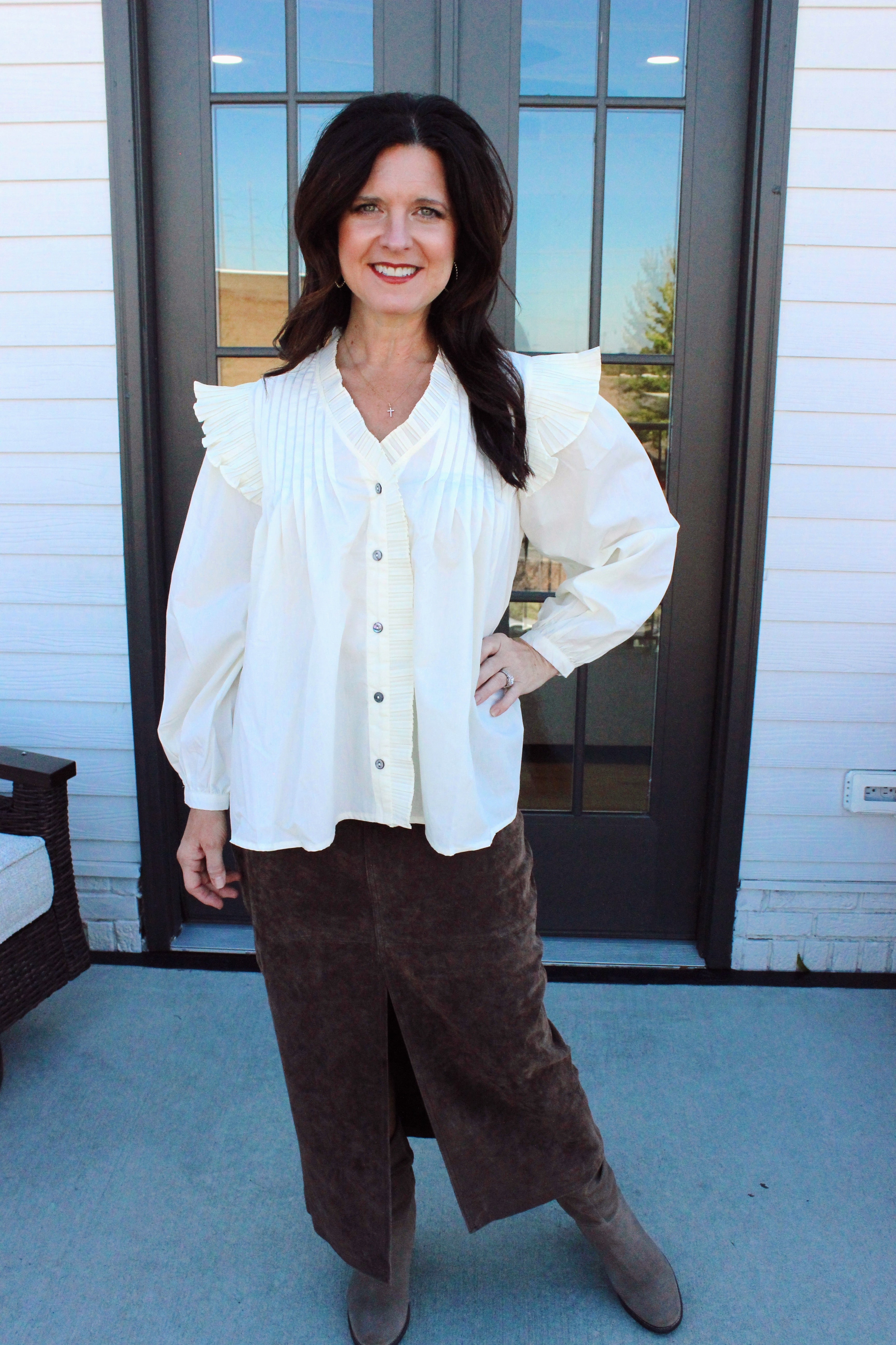 Ivory Grace Pleated Blouse