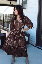 Autumn Botanical Midi Dress