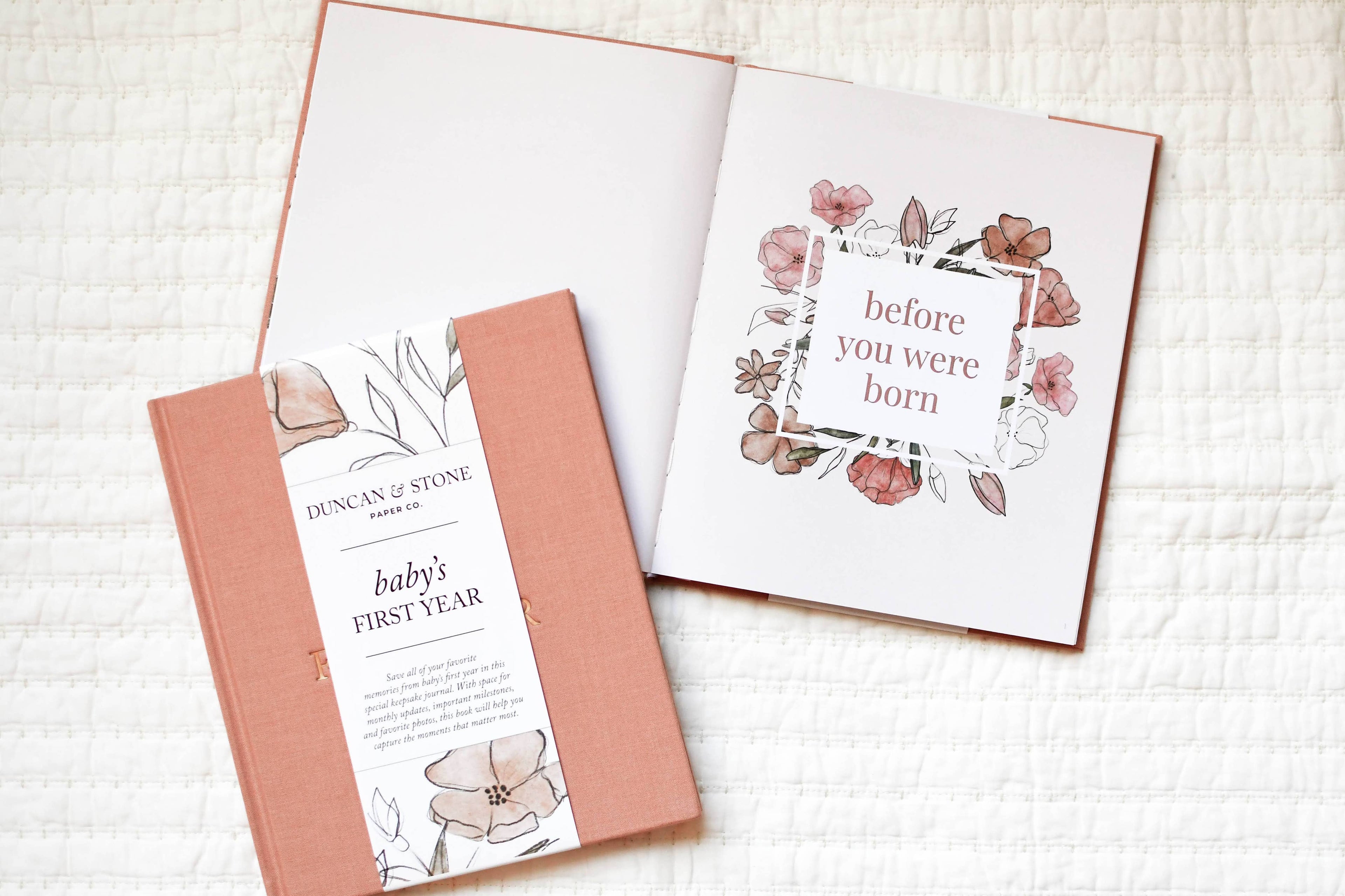 Duncan & Stone Paper Co. - Baby's First Year Memory Book & Photo Album | Mother's Day: Lilac