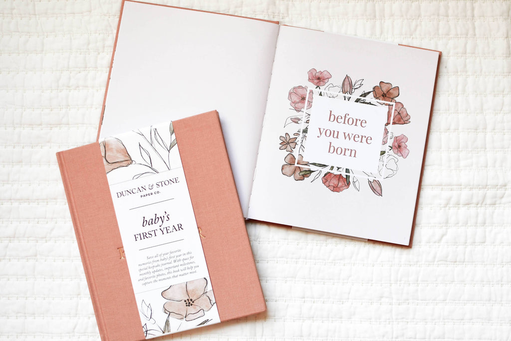 Duncan & Stone Paper Co. - Baby's First Year Memory Book & Photo Album | Mother's Day: Sky Blue