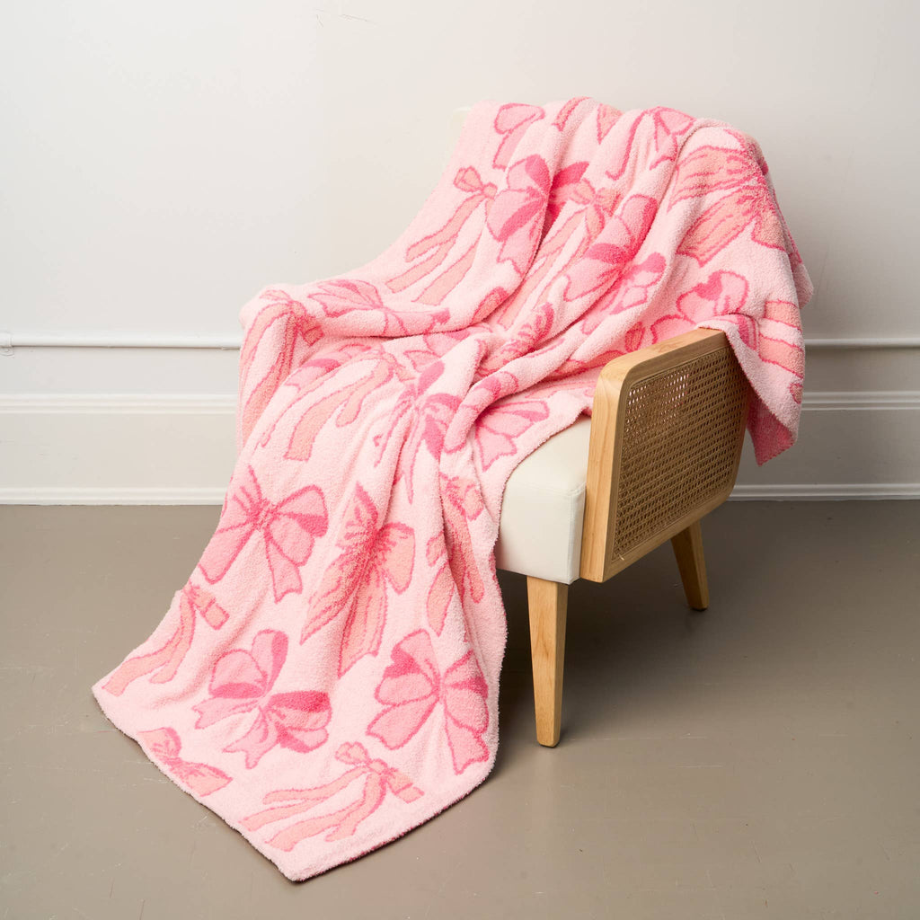 The Darling Effect - Cozy Dreams Luxe Blanket-Blushing Bows Pink