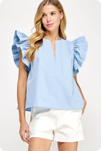 Flutter Ruffle Poplin Top