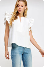 Flutter Ruffle Poplin Top