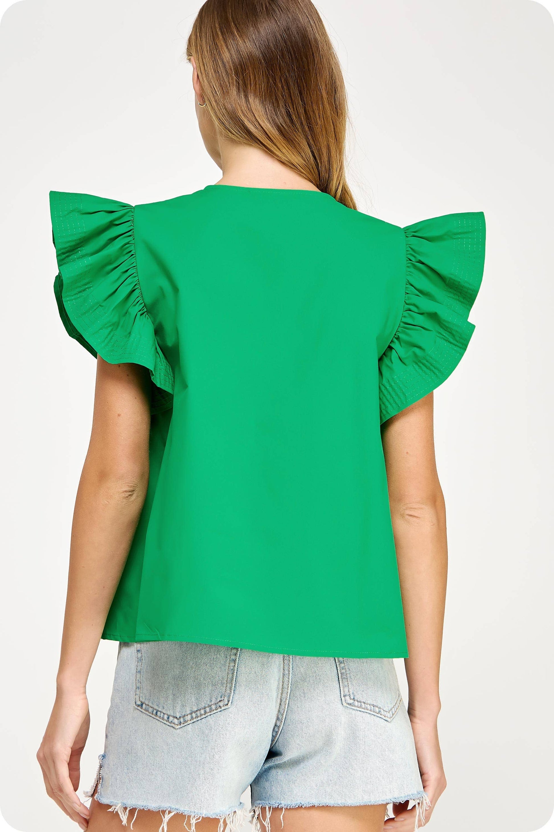 Flutter Ruffle Poplin Top
