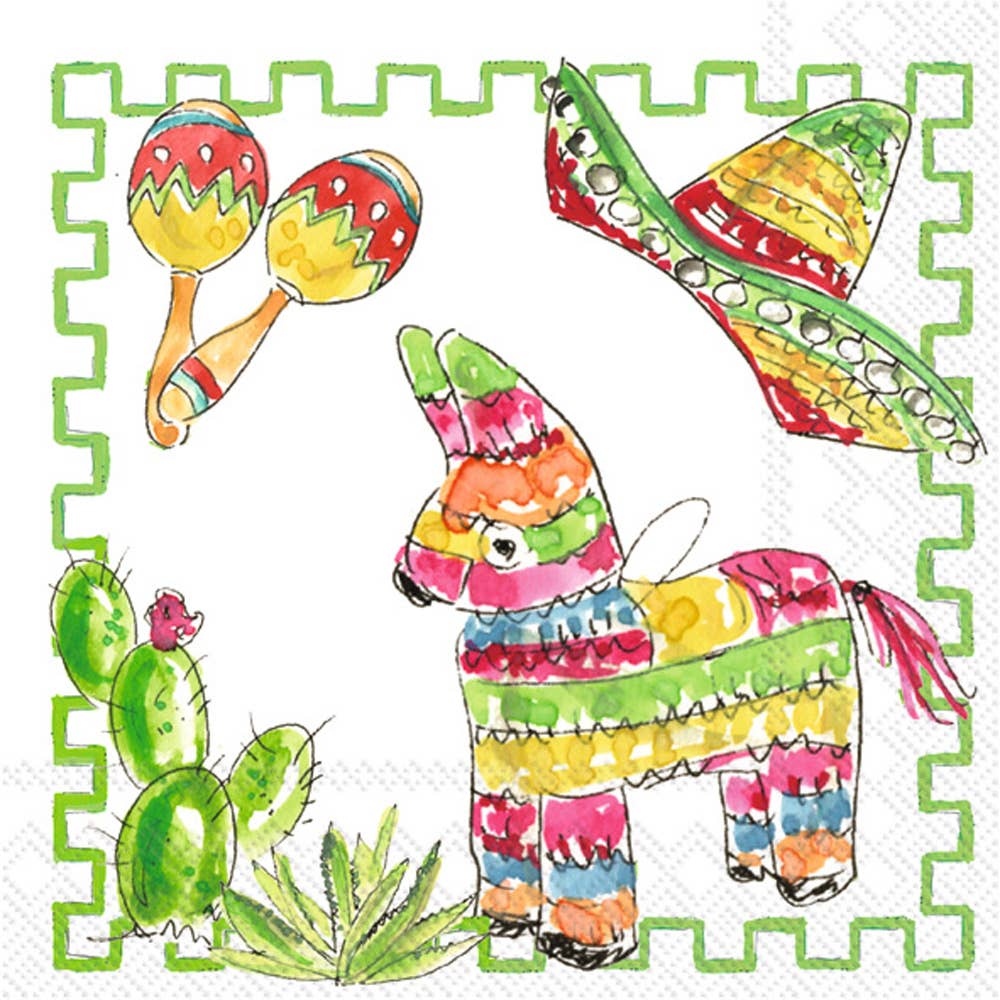Boston International - Paper Cocktail Napkins Pack of 20 Fiesta Pattern