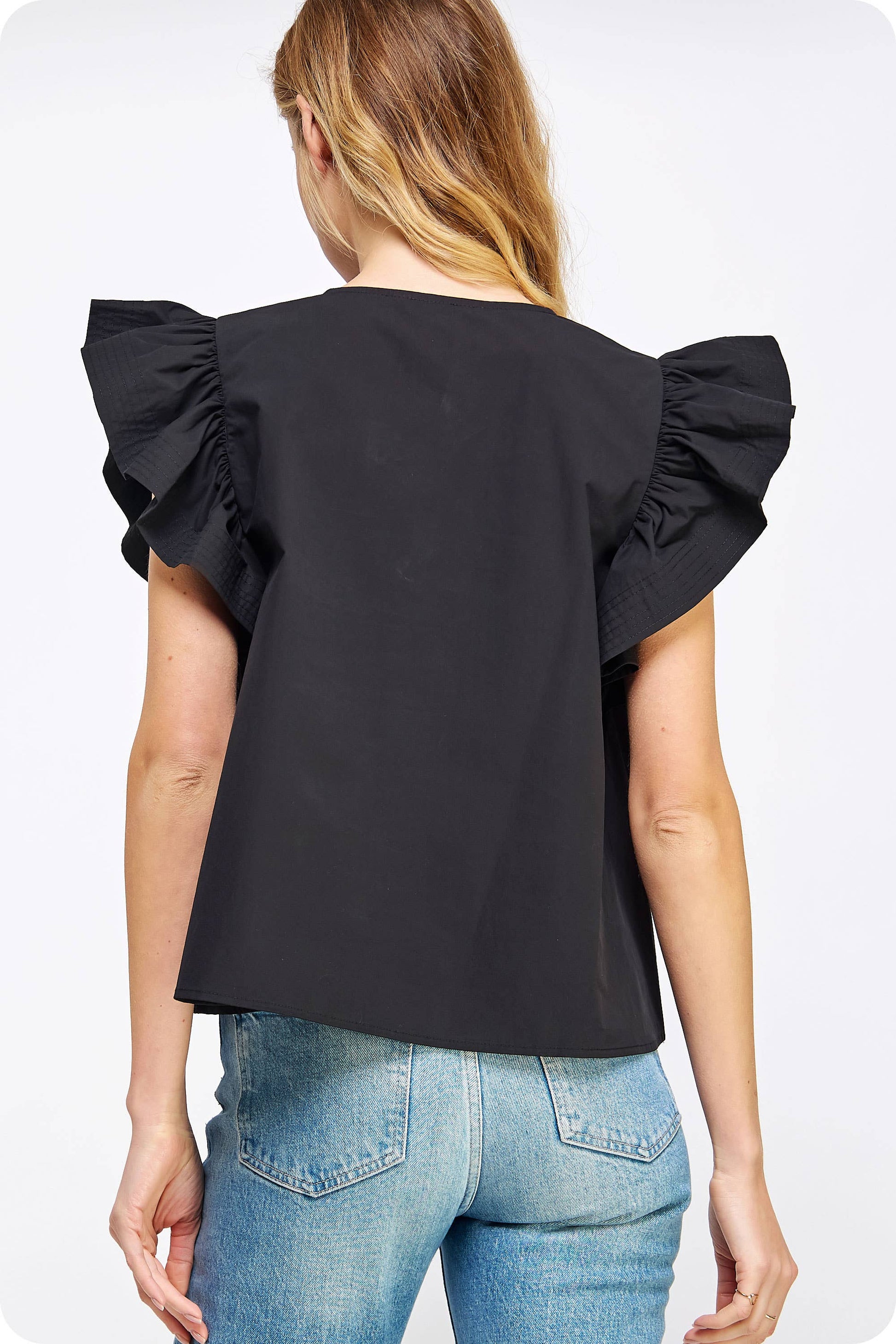 Flutter Ruffle Poplin Top