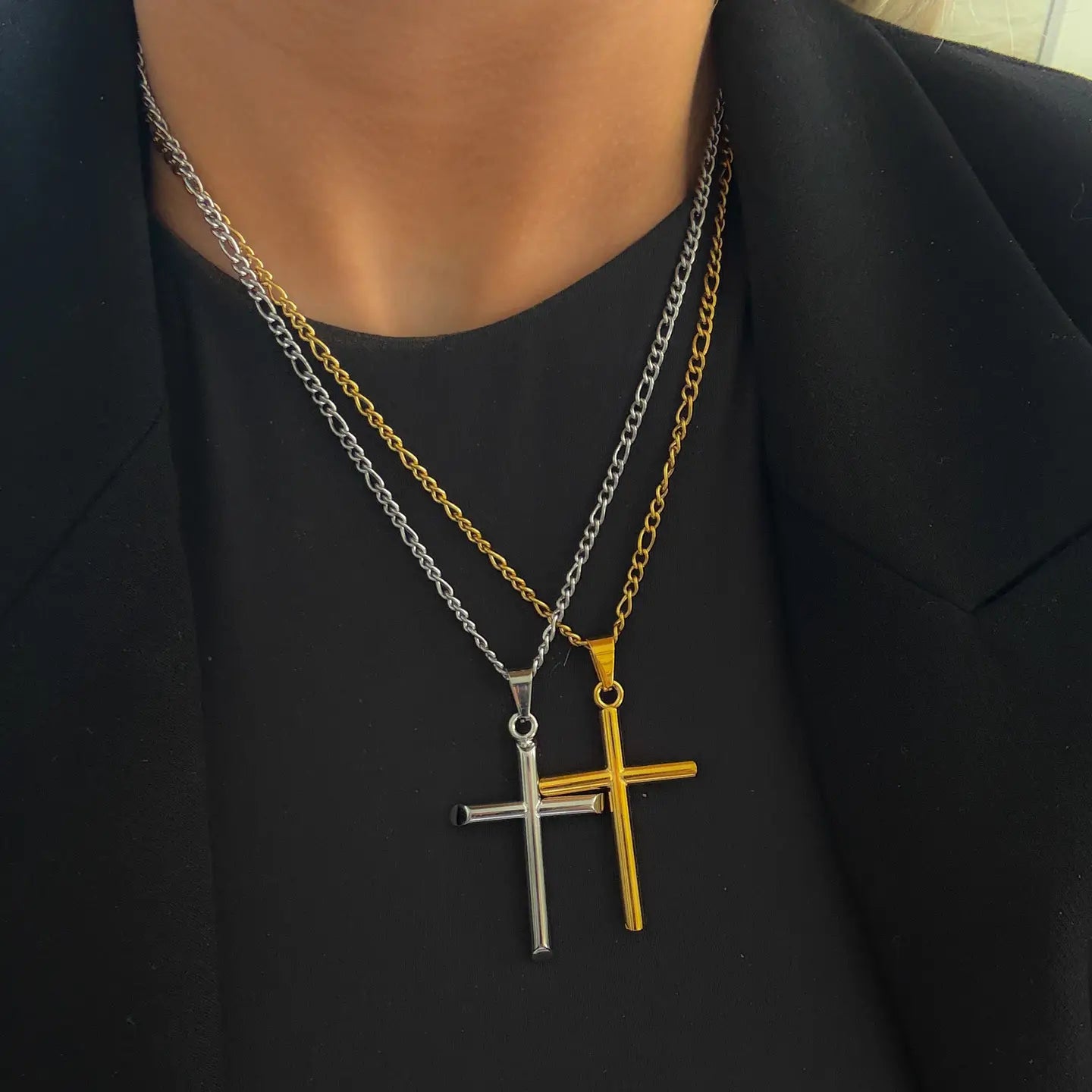 Chan Sutt Pearls - Large Gold Cross Necklace