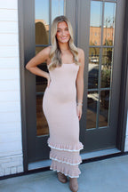 Mave Cream Stripe Midi Dress