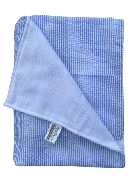 Zsa Zsa & LoLLi - Beach Towel, Seersucker, Monogram, Embroidery: Blue