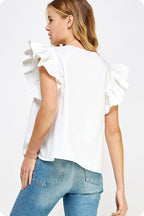Flutter Ruffle Poplin Top