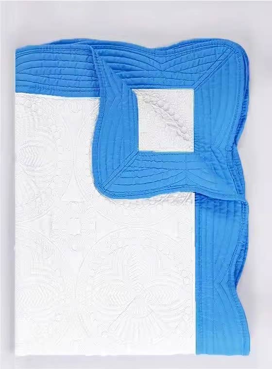 Zsa Zsa & LoLLi Monogram Blanks - Heirloom Quilt - Baby Quilt Blanket Swaddle Monogram: White