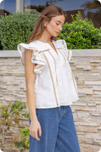 Lace Trim Flutter Top