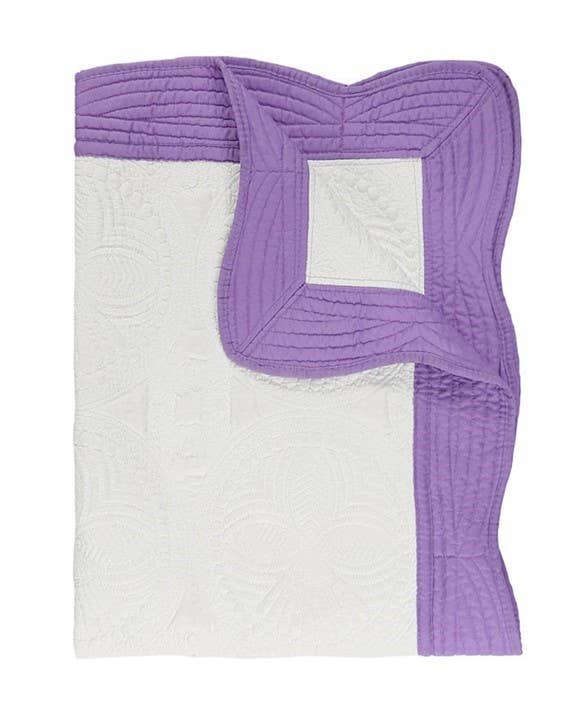 Zsa Zsa & LoLLi Monogram Blanks - Heirloom Quilt - Baby Quilt Blanket Swaddle Monogram: White