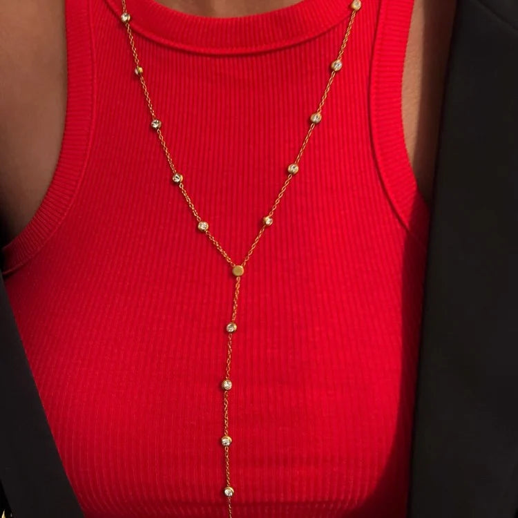 Chan Sutt Pearls - Layered Y Diamond Necklace