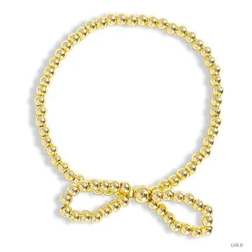 Beaded Gold and Diamond Bow Bracelet