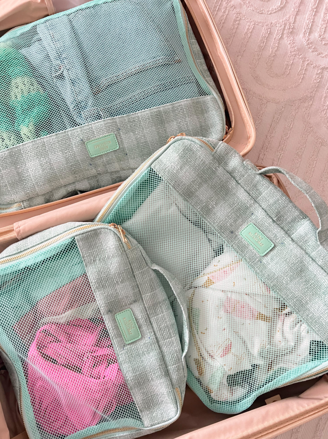 KENZKUSTOMZ - 3 Piece Packing Cube Set: Coral