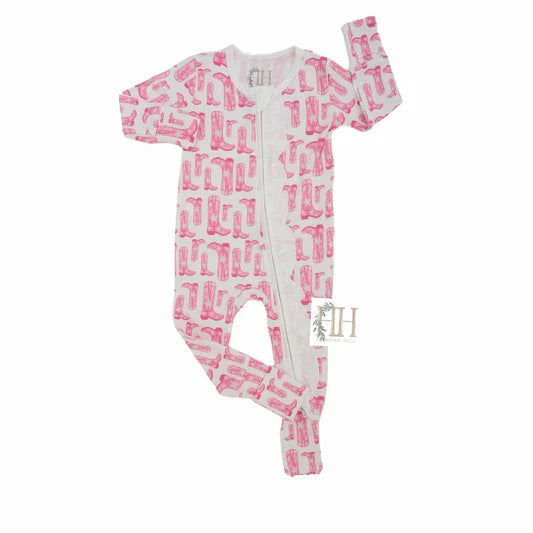 Girls Rodeo Cowgirl Double Zipper Ruffle Romper
