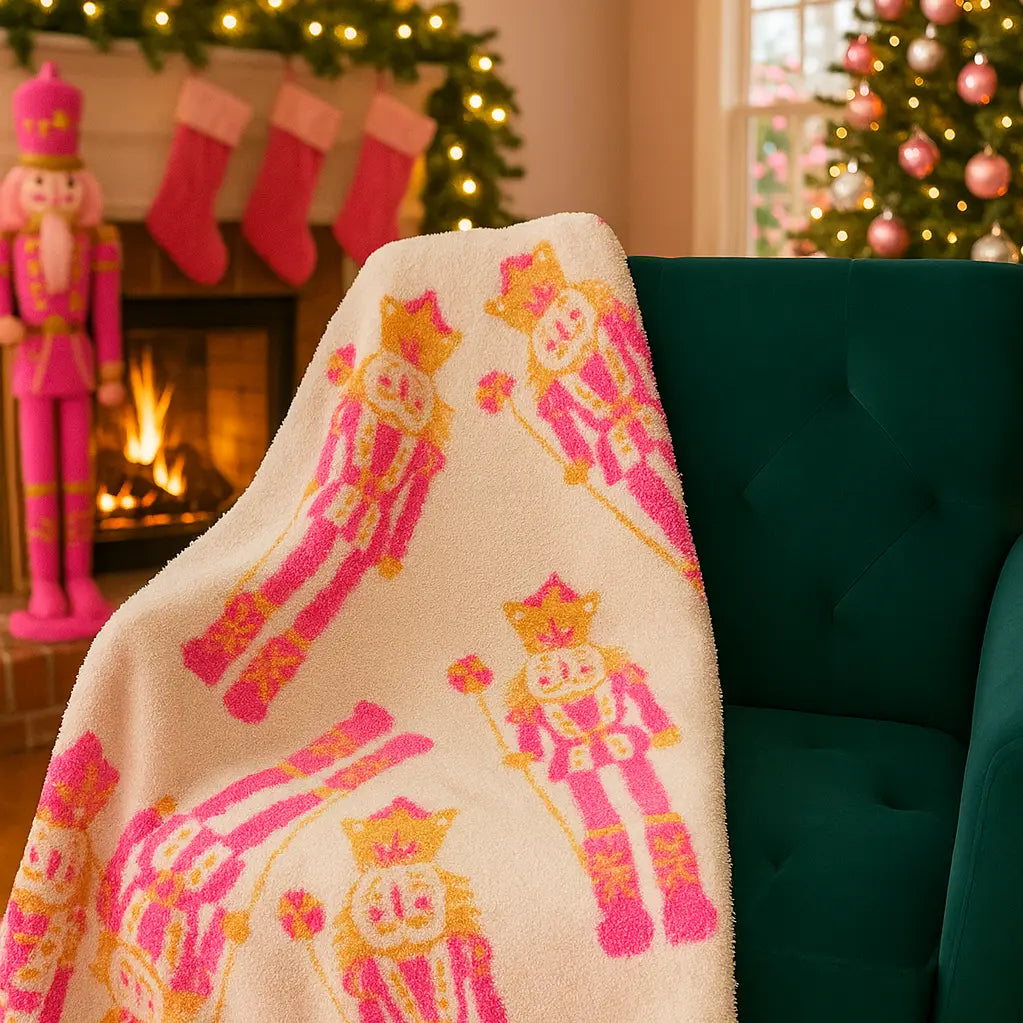Pink Nutcracker Luxe Throw Blanket