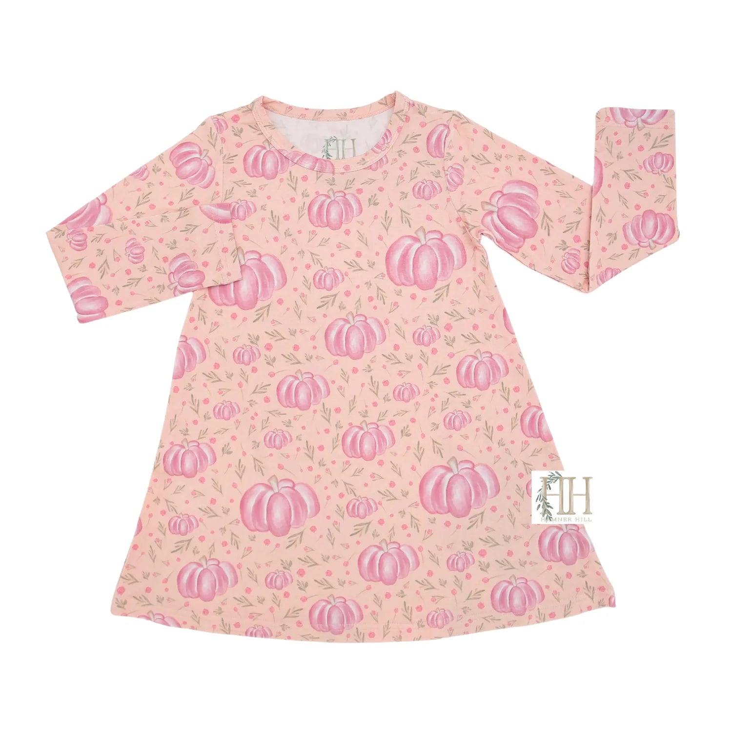 Girls Floral Pumpkin Bamboo Dress