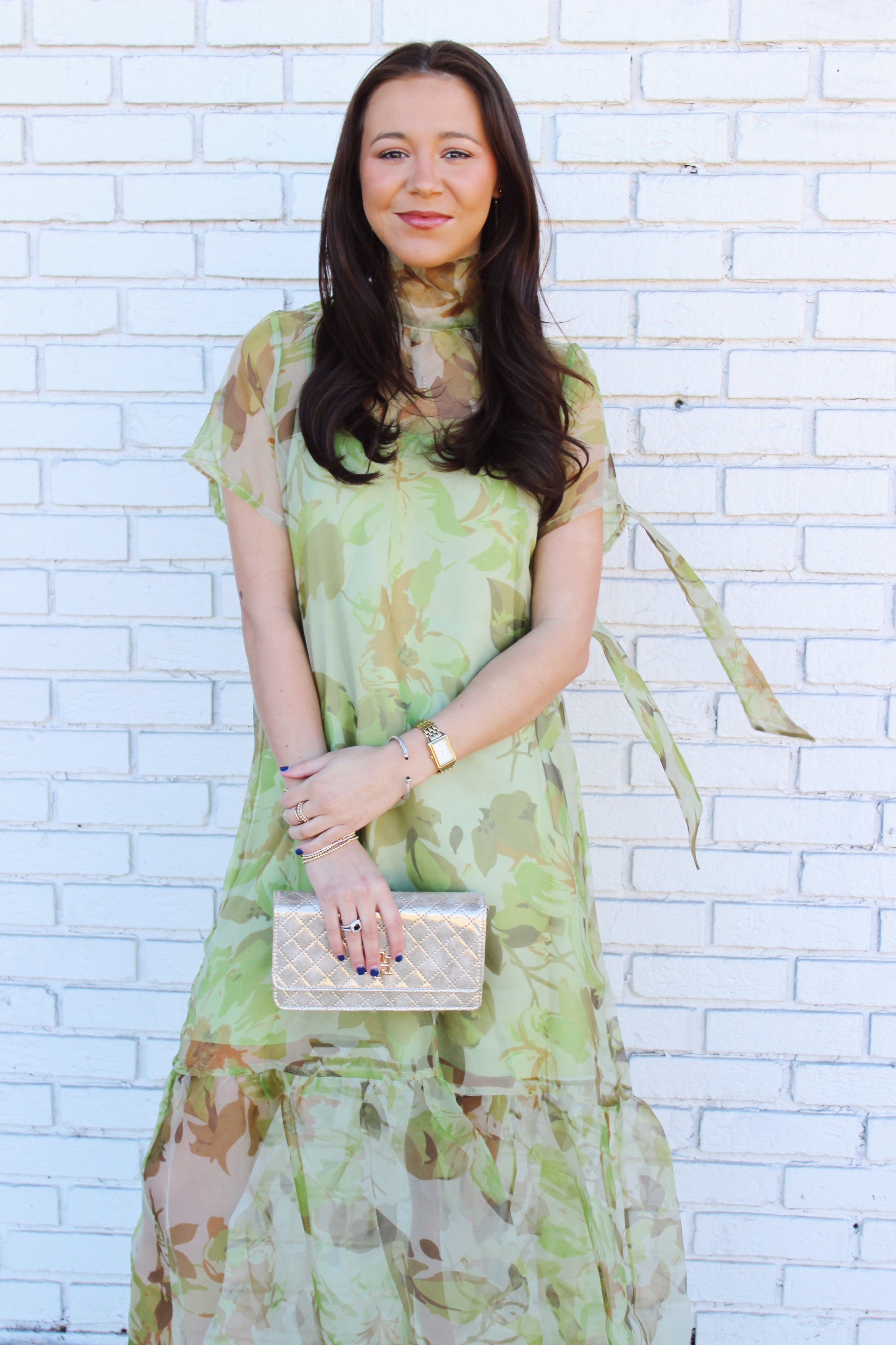 Willow Whisp Mesh Neck Tie Maxi Dress