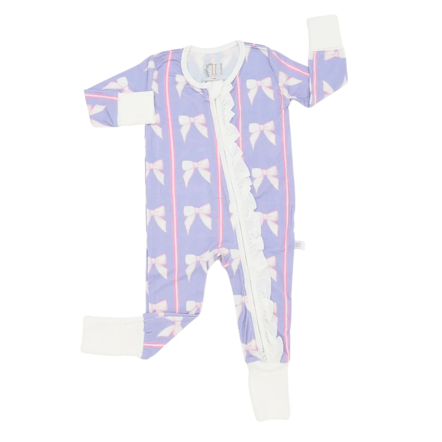 Purple Bow Double Zipper Romper