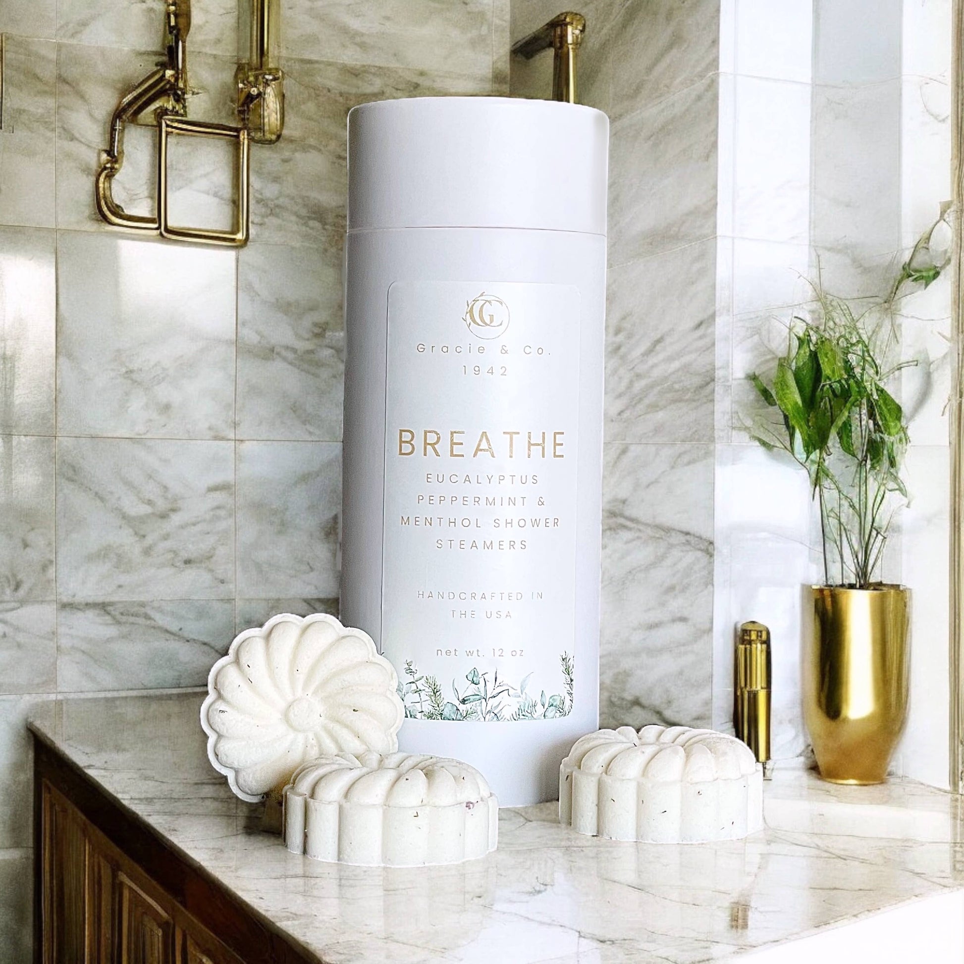 Gracie & Co. 1942 - Organic Botanical Aromatherapy Shower Steamers : BREATHE (EUCALYPTUS PEPPERMINT)