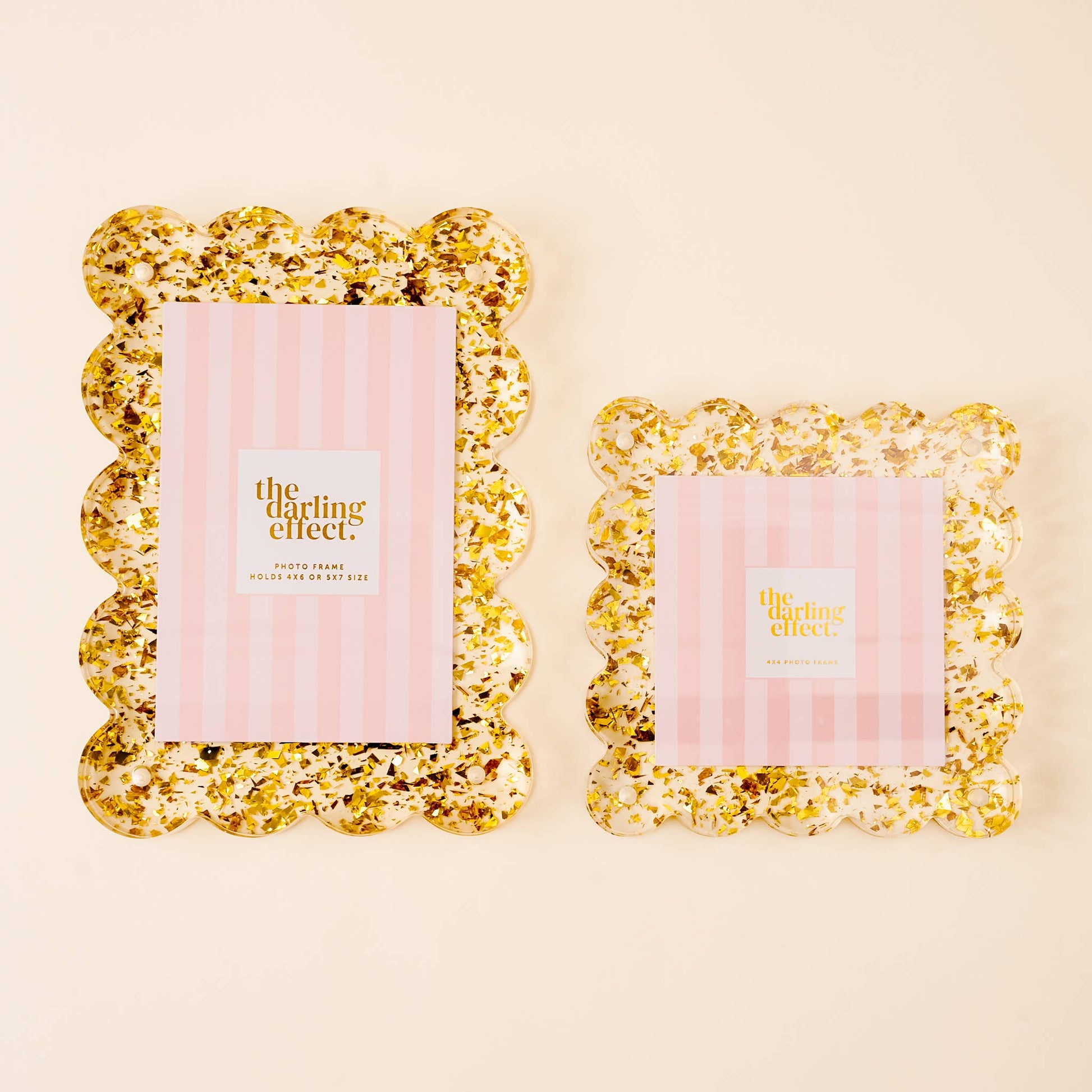 The Darling Effect - Rectangle Scalloped Acrylic Frame-Confetti Gold