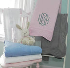 Zsa Zsa & LoLLi Monogram Blanks - Heirloom Quilt - Baby Quilt Blanket Swaddle Monogram: White