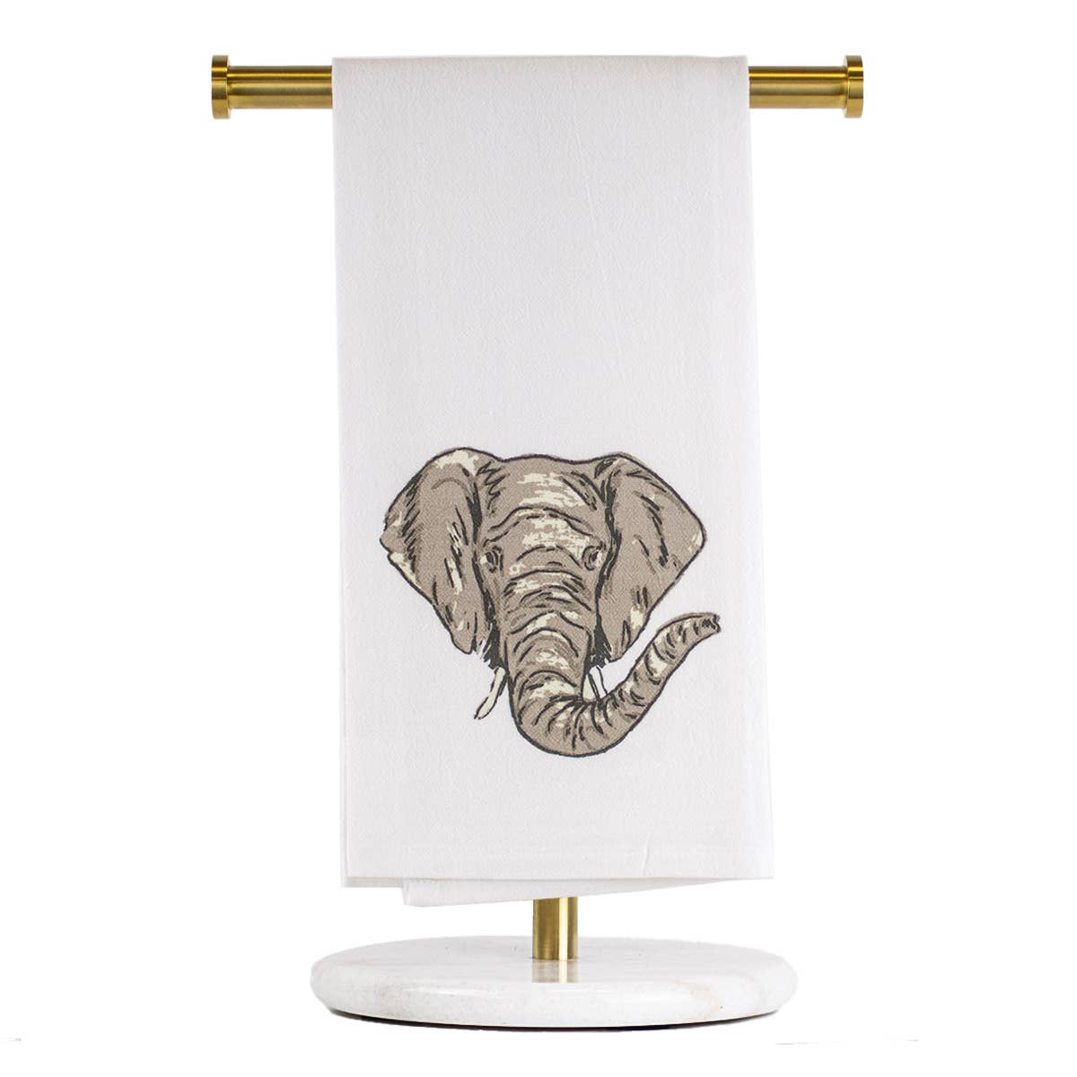 The Royal Standard - Elephant Love Flour Sack Hand Towel   White/Multi   20x28