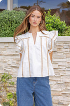 Lace Trim Flutter Top