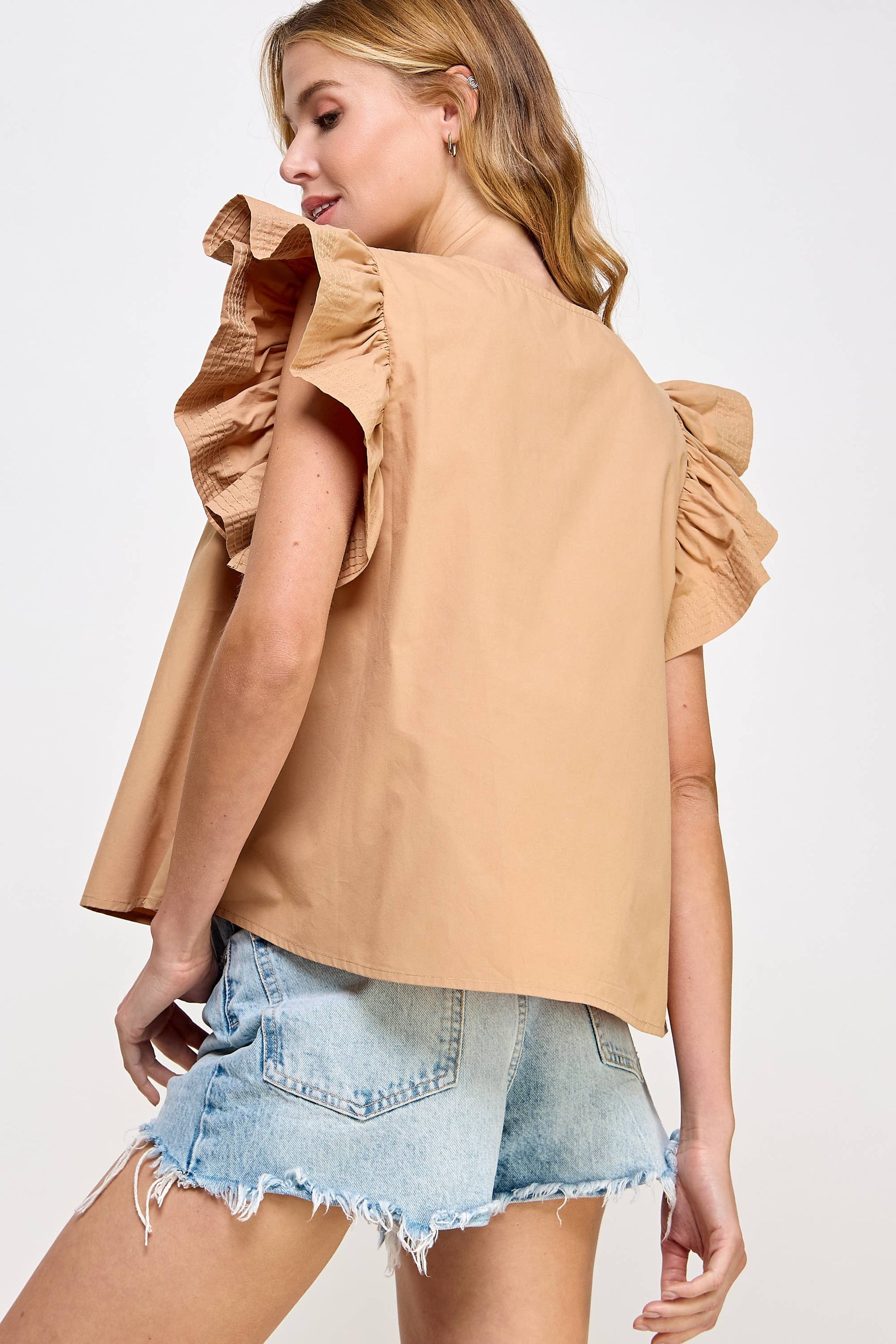 Flutter Ruffle Poplin Top