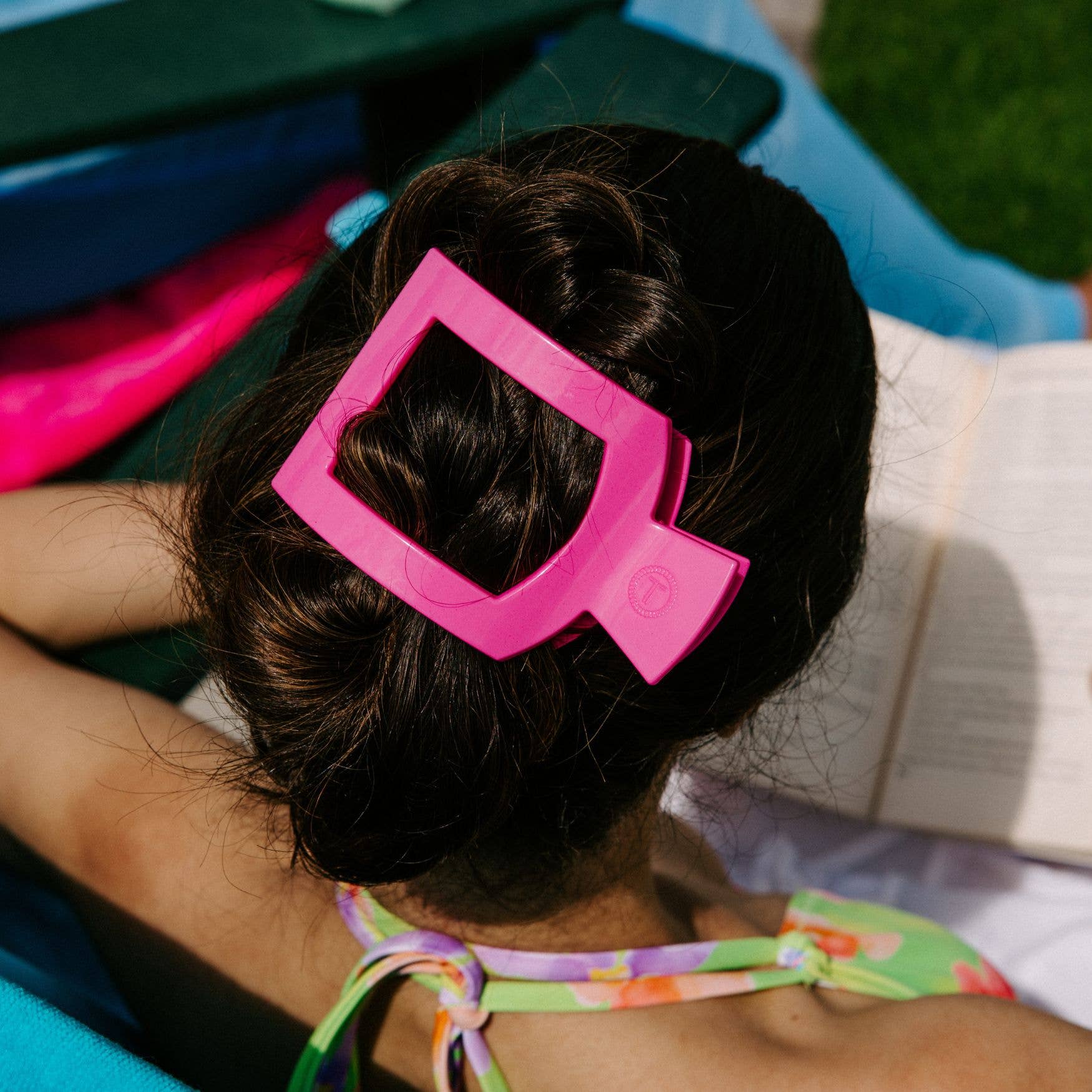 TELETIES - Flat Square Hair Clip | Large | Tropical Punch