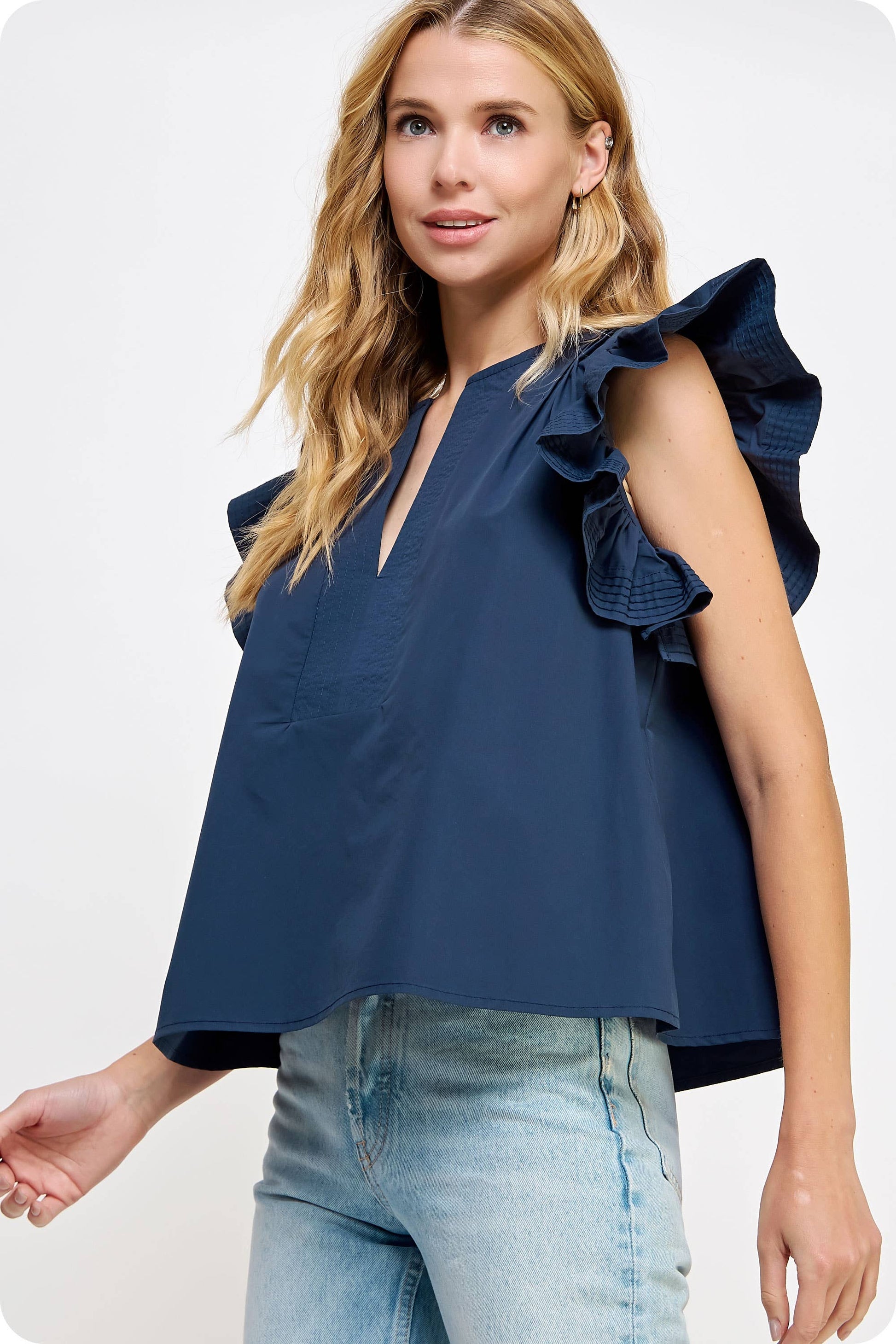 Flutter Ruffle Poplin Top