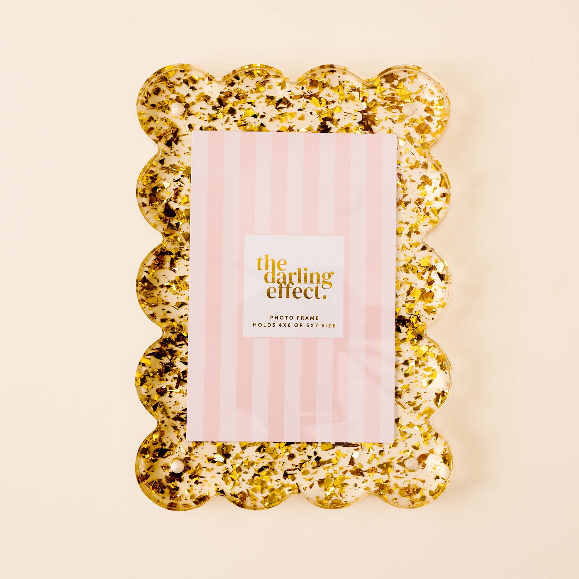 The Darling Effect - Rectangle Scalloped Acrylic Frame-Confetti Gold