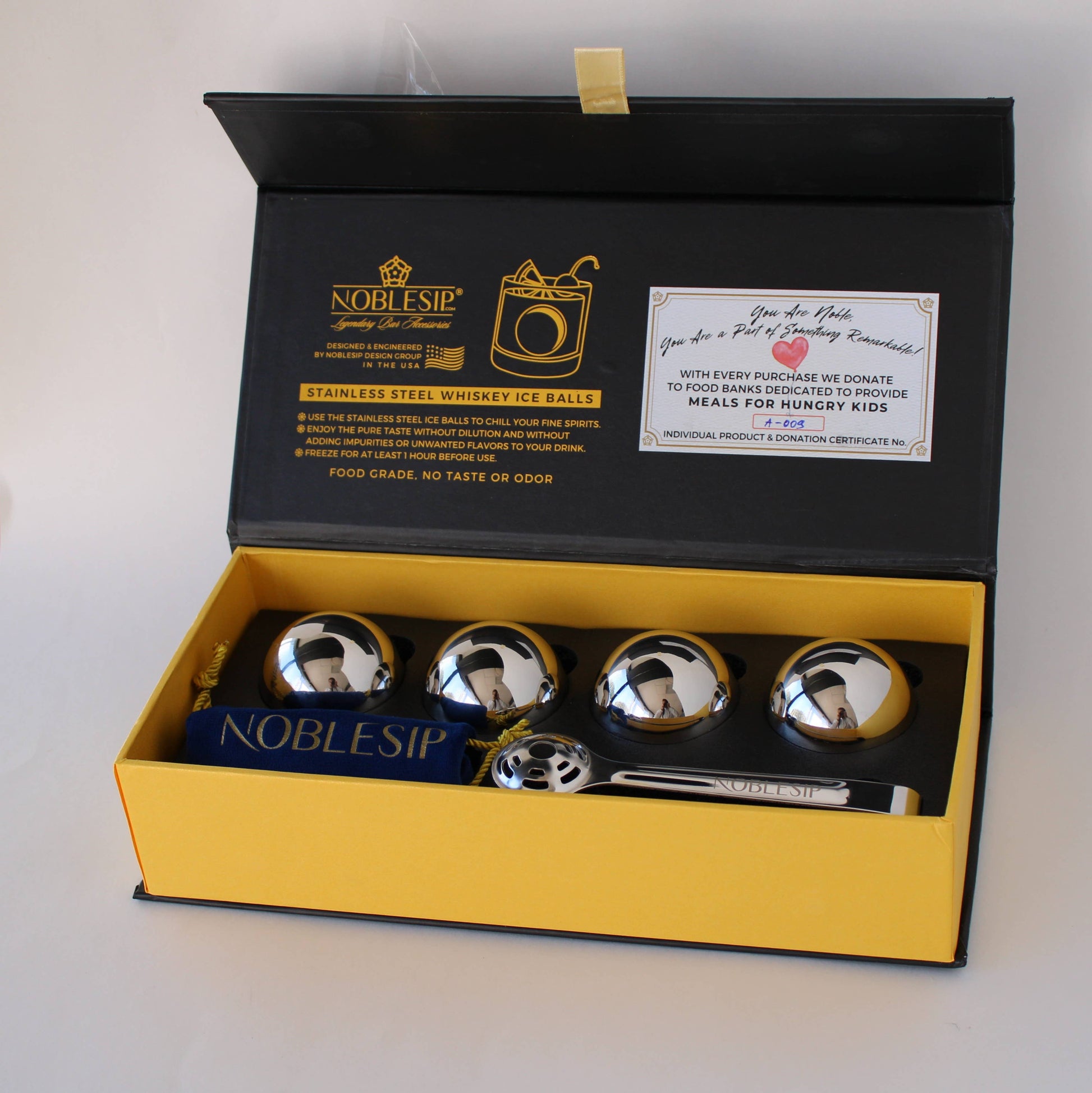 NOBLESIP - Whiskey INNOVATIVE Chilling Ice Balls Set, Father's Day gift