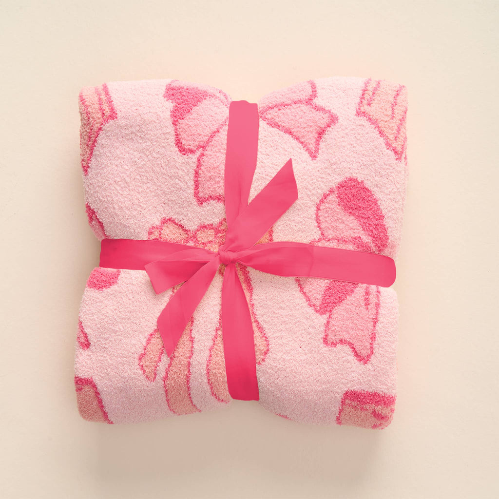 The Darling Effect - Cozy Dreams Luxe Blanket-Blushing Bows Pink