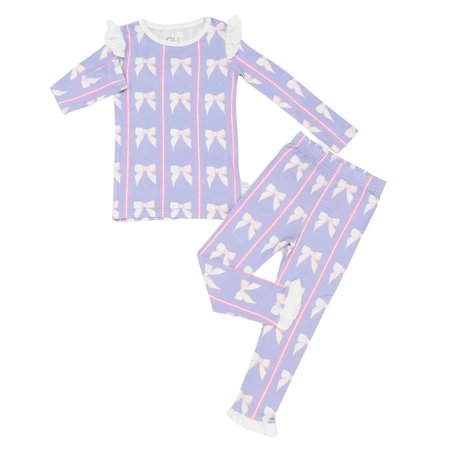 Girls Purple Bow Loungewear Set