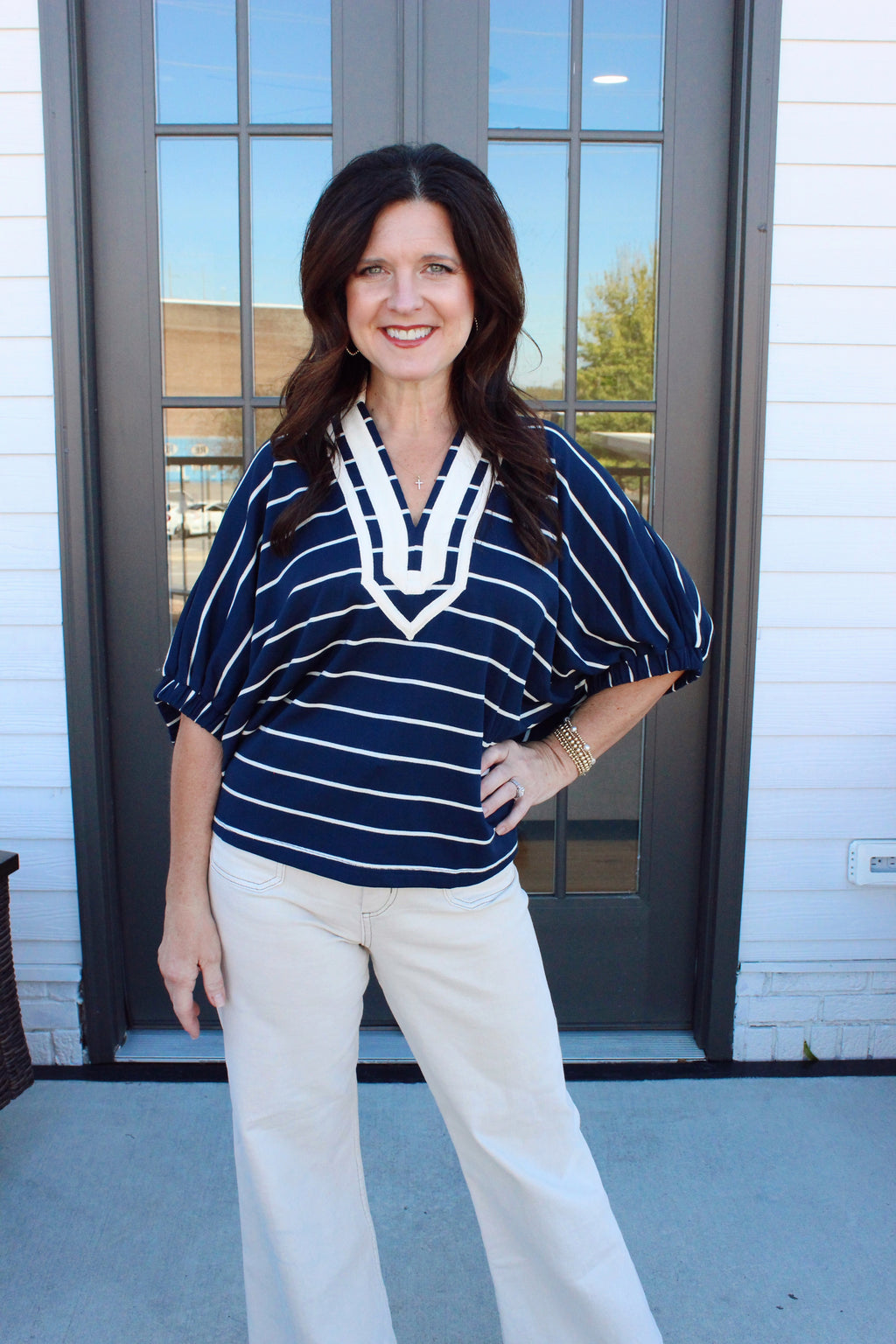 Fireside Stripe Split Neck