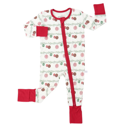 Boys Noel Ornaments Double Zipper Romper