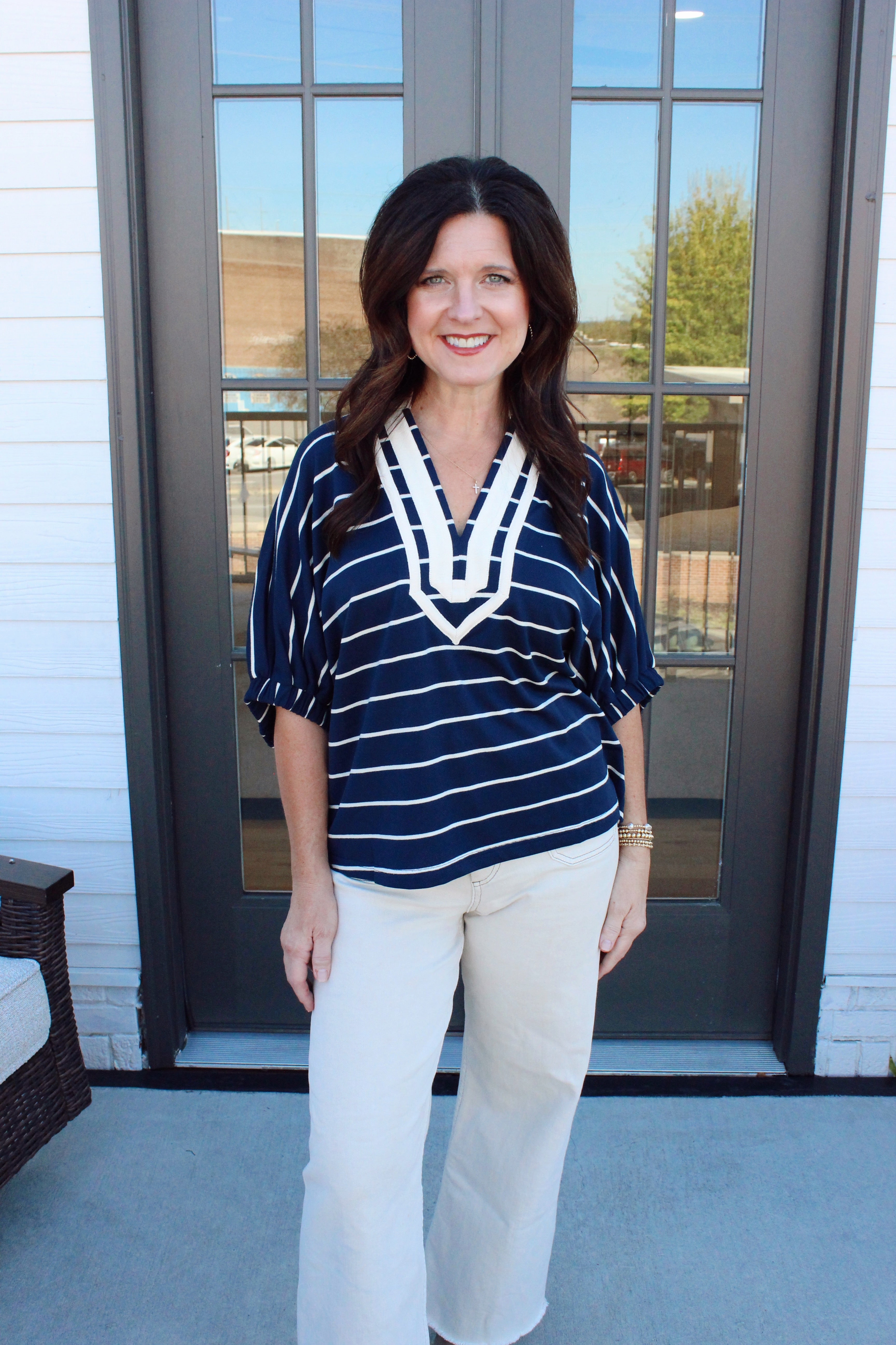 Fireside Stripe Split Neck