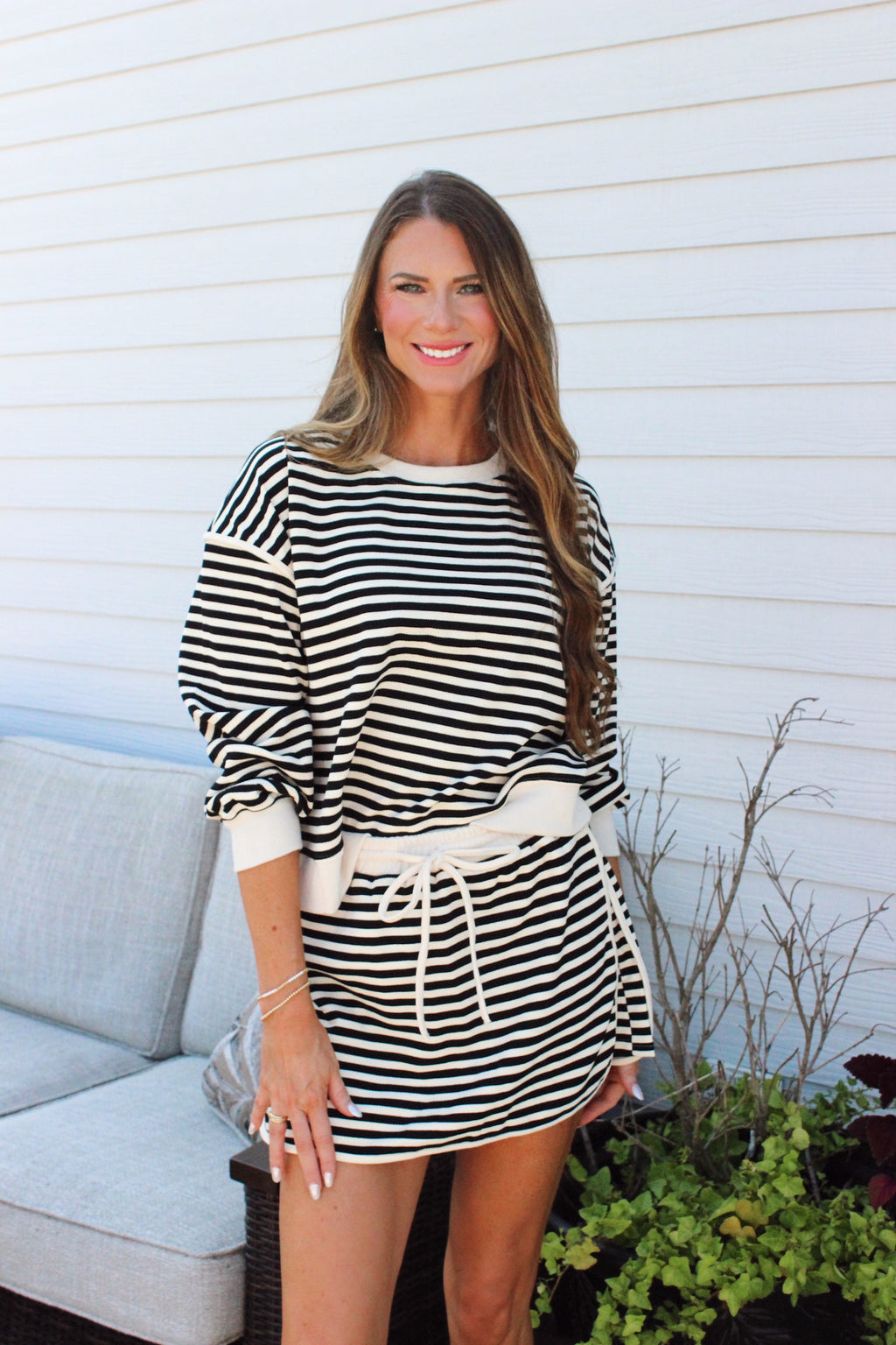 Stripe Me in Fall Skort Set