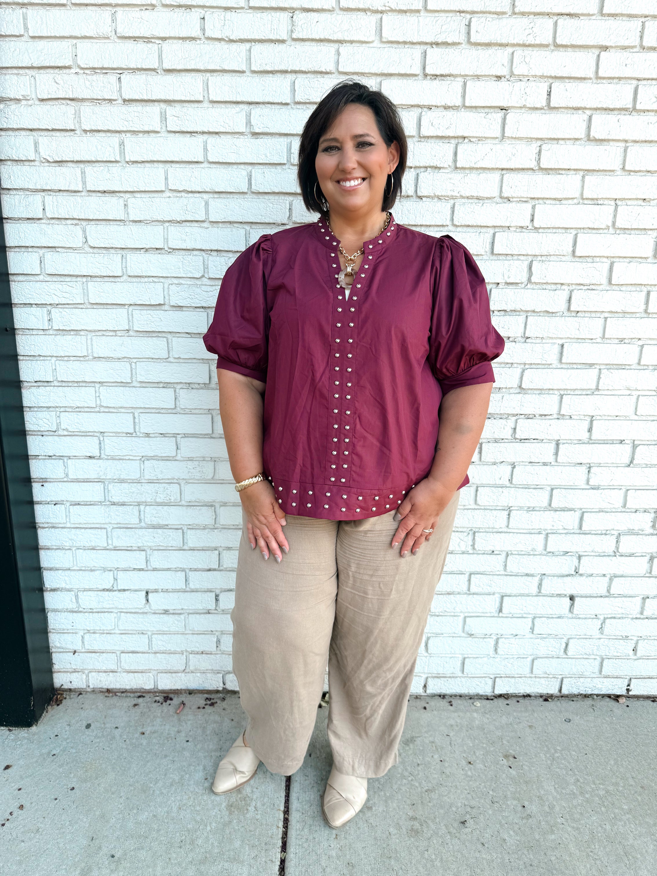 Midnight Studded Plus Blouse